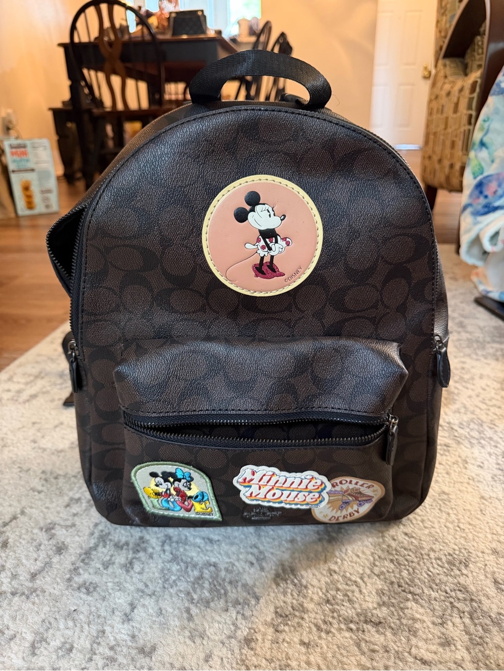 Coach Brown Minnie Mouse Patch Mini Backpack